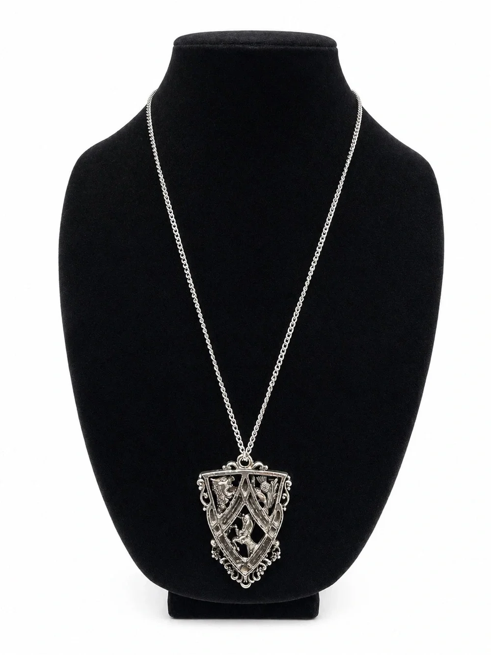 Vintage Scottish Revival Stag & Thistle Pendant Necklace (1970s–1980s)